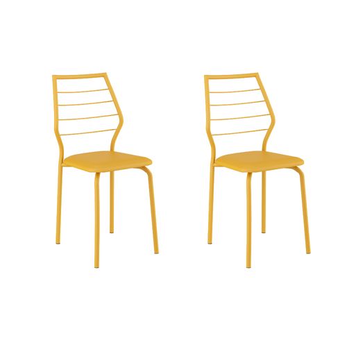 Conjunto 2 Cadeiras Ventura Tubo Amarelo Ouro Napa